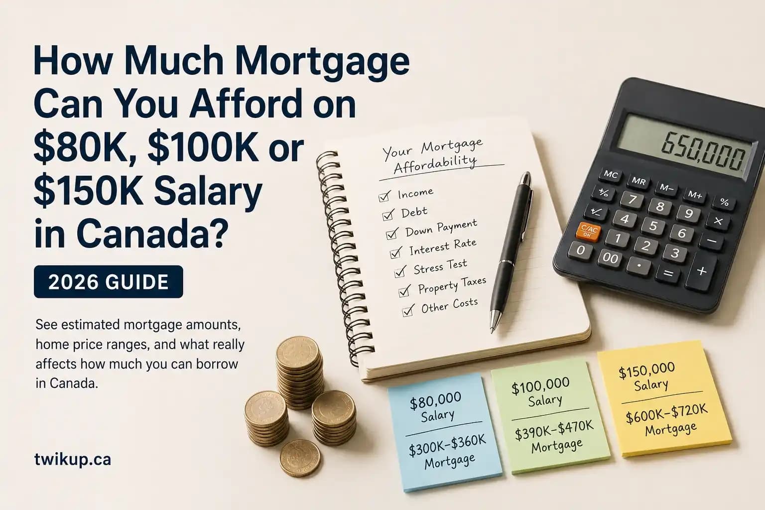 How Much Mortgage Can You Afford on $80K, $100K or $150K Salary in Canada? 2026 Guide